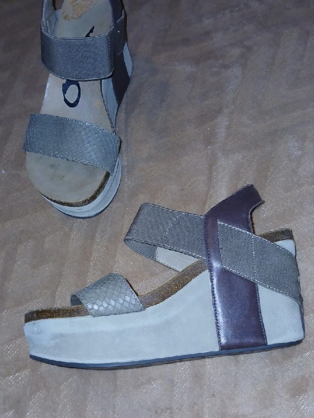 Womens OTBT Bushnell Brown Tan Suede Wedge Platform Wedge Strappy Sandals Sz:6.5